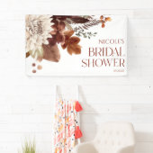 Bruine Bourgondische Herfst Verliefd Bloemen Vrijg Spandoek (Insitu)