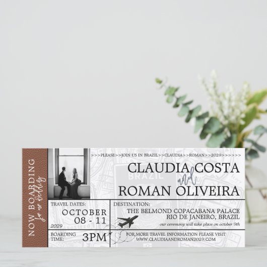 Bruine Braziliaanse trouwboardingpas (Staand voorkant)