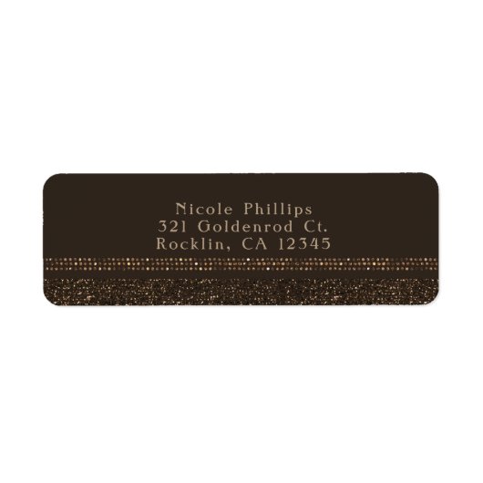 Bruine bronzen chic glanzende glamour feest uitnod etiket (Voorkant)
