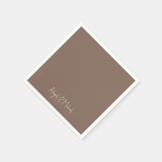 Bruine bruiloft cocktail servet (Hoek)