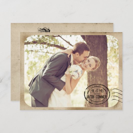  bruine bruiloft Dank u Briefkaart (Voorkant / Achterkant)