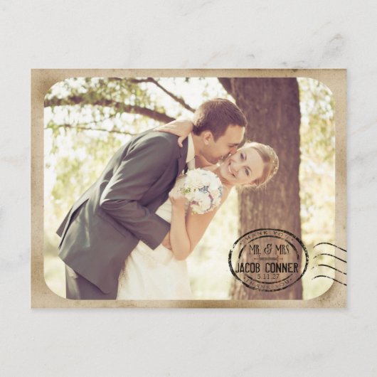  bruine bruiloft Dank u Briefkaart (Voorkant)