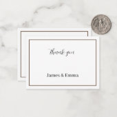 Bruine bruiloft dank u notitiekaartje (Voorkant / Achterkant in situ)