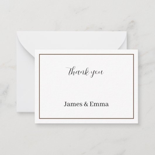 Bruine bruiloft dank u notitiekaartje (Voorkant)