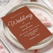 Bruine bruiloft terracotta minimalistische uitnodi aankondiging