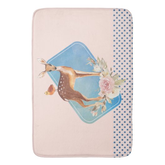 bruine bruin met vogel en Rozen Badmat (Voorkant Verticaal)