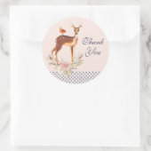  bruine bruin met vogel en Rozen Dank u Ronde Sticker (Tas)