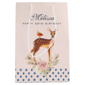  bruine bruin met vogel en Rozen Medium Cadeauzakje (Voorkant)