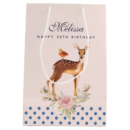  bruine bruin met vogel en Rozen Medium Cadeauzakje (Achterkant)