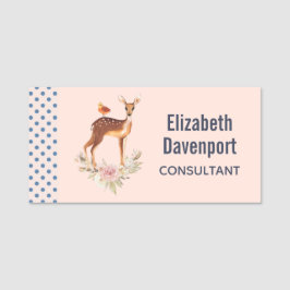 bruine bruin met vogel en Rozen Naamplaatje