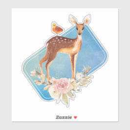 bruine bruin met vogel en Rozen Sticker