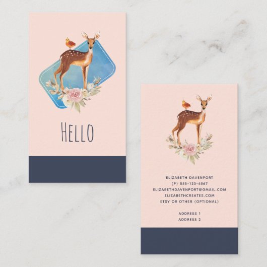 bruine bruin met vogel en Rozen Visitekaartje (Voorkant / Achterkant)