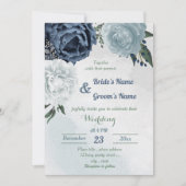 bruine bruine bruiloft met witte en blauwe bloem kaart (Voorkant)