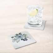 bruine bruine bruiloft met witte en blauwe bloem kartonnen onderzetters (Insitu)