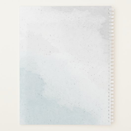 bruine bruine bruiloft met witte en blauwe bloem planner (Achterkant)
