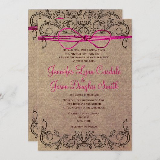  bruine bruine bruine bruiloft in roestvrij Rustis Kaart (Voorkant / Achterkant)