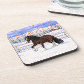 Bruine bruine bypsy verkenner in sneeuw bier onderzetter (Linkerzijde)