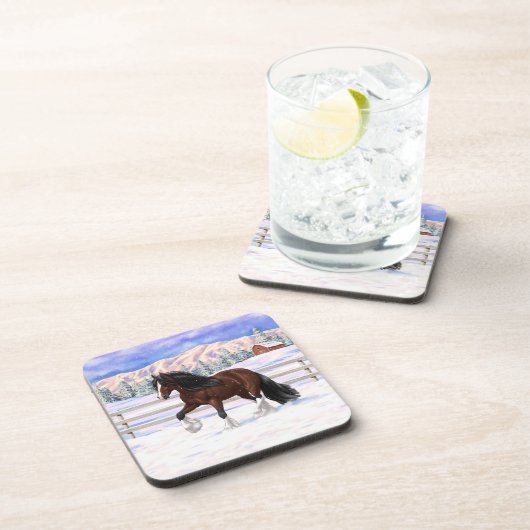 Bruine bruine bypsy verkenner in sneeuw bier onderzetter (Rechterzijde)