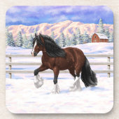 Bruine bruine bypsy verkenner in sneeuw bier onderzetter (Voorkant)