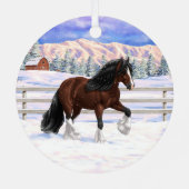 Bruine bruine bypsy verkenner in sneeuw metalen ornament (Achterkant)