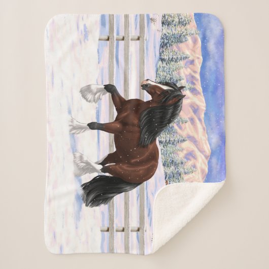 Bruine bruine bypsy verkenner in sneeuw sherpa deken (Voorkant)