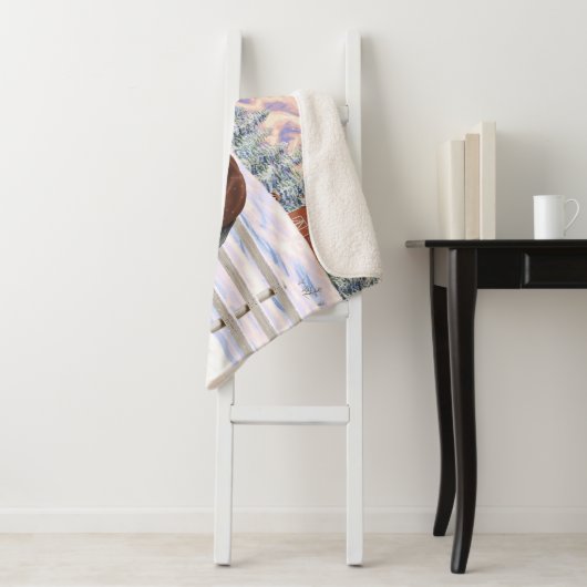 Bruine bruine bypsy verkenner in sneeuw sherpa deken (In situ)