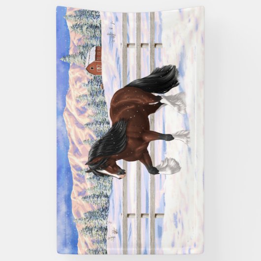 Bruine bruine bypsy verkenner in sneeuw spandoek (Verticaal)