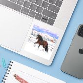 Bruine bruine bypsy verkenner in sneeuw sticker (Laptop met iPhone)