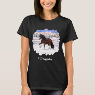 Bruine bruine bypsy verkenner in sneeuw t-shirt