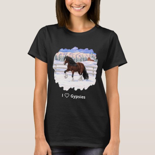 Bruine bruine bypsy verkenner in sneeuw t-shirt (Voorkant)