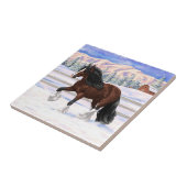 Bruine bruine bypsy verkenner in sneeuw tegeltje (Zijkant)