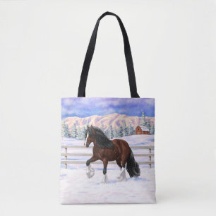 Bruine bruine bypsy verkenner in sneeuw tote bag