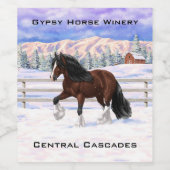 Bruine bruine bypsy verkenner in sneeuw wijn etiket (Enkel label)