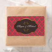 Bruine bruine etiketten van de Rode Damask-bruilof (Insitu)