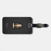 bruine bruine microfoon bagagelabel (Achterkant horizontaal)