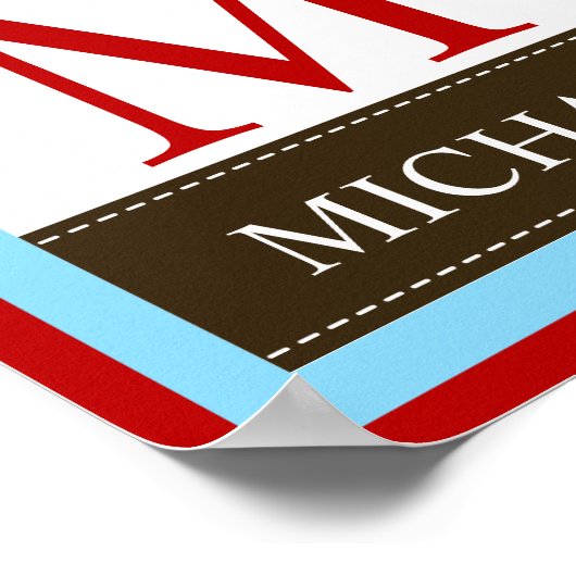 Bruine bruine ovale naam afdrukken 8x10 (Rode rand Poster (Hoek)