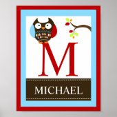 Bruine bruine ovale naam afdrukken 8x10 (Rode rand Poster (Voorkant)