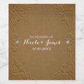 Bruine bruinvet leder en diamanten glam Rustige wi Wijn Etiket (Enkel label)