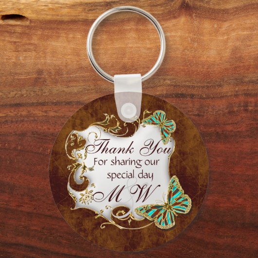 Bruine bruinwatergouden bruinbruidsfeesten sleutelhanger (Voorkant)