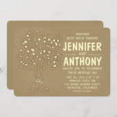 bruine  brute bruidsboomstam uitnodiging voor brui (Voorkant / Achterkant)