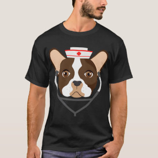Bruine Bulldog met Verpleegstershoed, Schattig voo T-shirt
