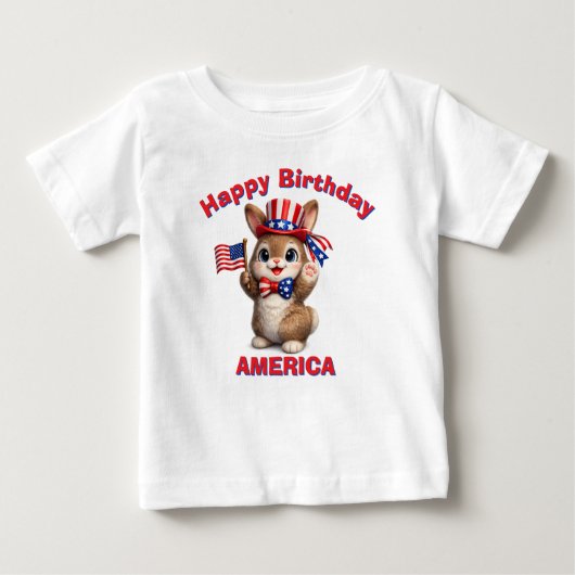 Bruine Bunny (5ae) Patriottisch Kinder T-Shirt (Voorkant)