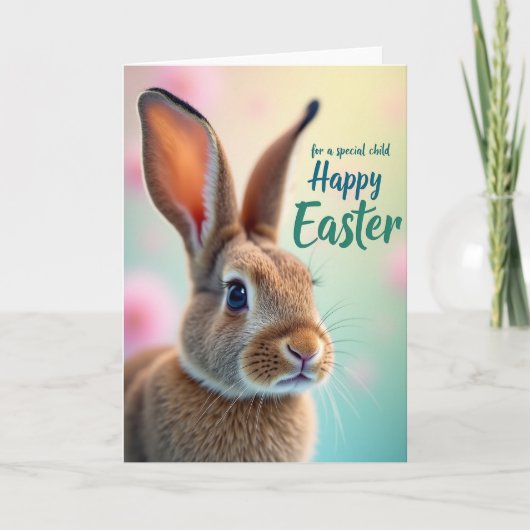 Bruine Bunny Pastel Pasen Kaart (Voorkant)