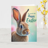 Bruine Bunny Pastel Pasen Kaart (Gele Bloem)