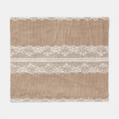 Bruine burlap off-white kanten textuur fleece deken (Voorkant (Horizontaal))