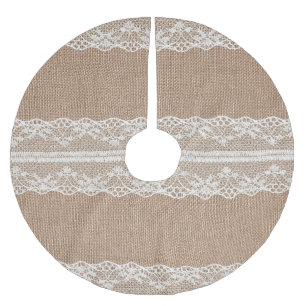 Bruine burlap off-white kanten textuur kerstboom rok