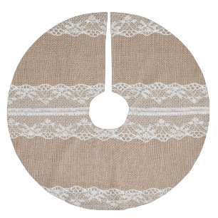 Bruine burlap off-white kanten textuur kerstboom rok