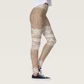 Bruine burlap off-white kanten textuur leggings (Rechts)