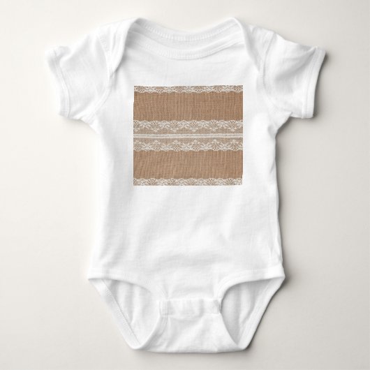 Bruine burlap off-white kanten textuur romper (Voorkant)