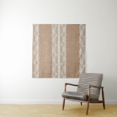 Bruine burlap off-white kanten textuur wandkleed (In Situ (horizontaal))